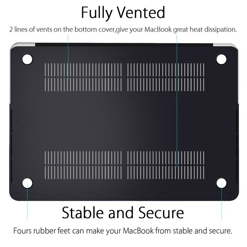 UESWILL 3 in 1 Matte Hard Case Compatible with MacBook Pro (Retina, 15 inch, Mid 2012/2013/2014/Mid 2015), Model A1398, NO CD-ROM, NO Touch Bar + Keyboard Cover and Screen Protector, Black - Image 5